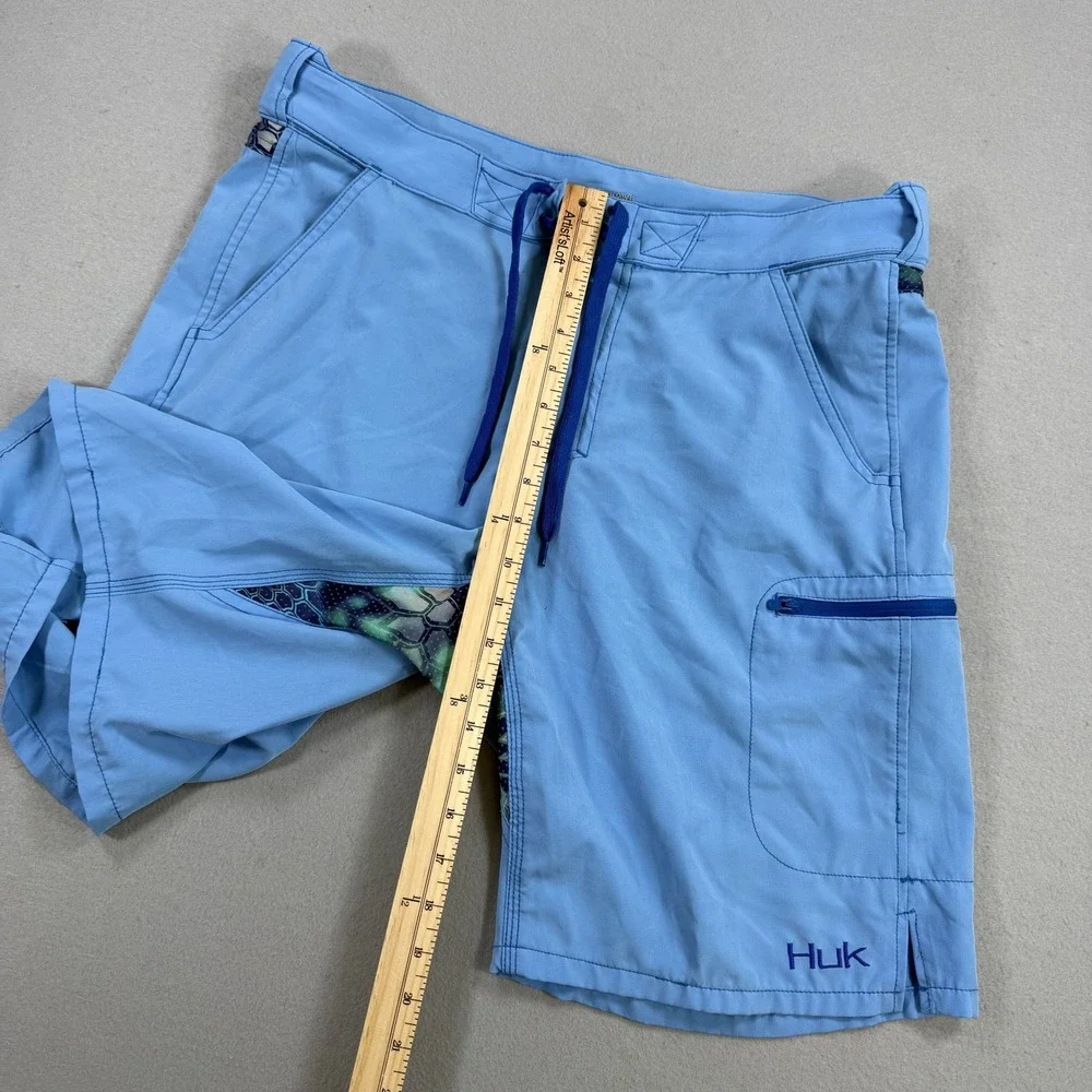 Huk Board Shorts Mens Large Blue Swim Trunks Camo Performance Beach Summer Cargo